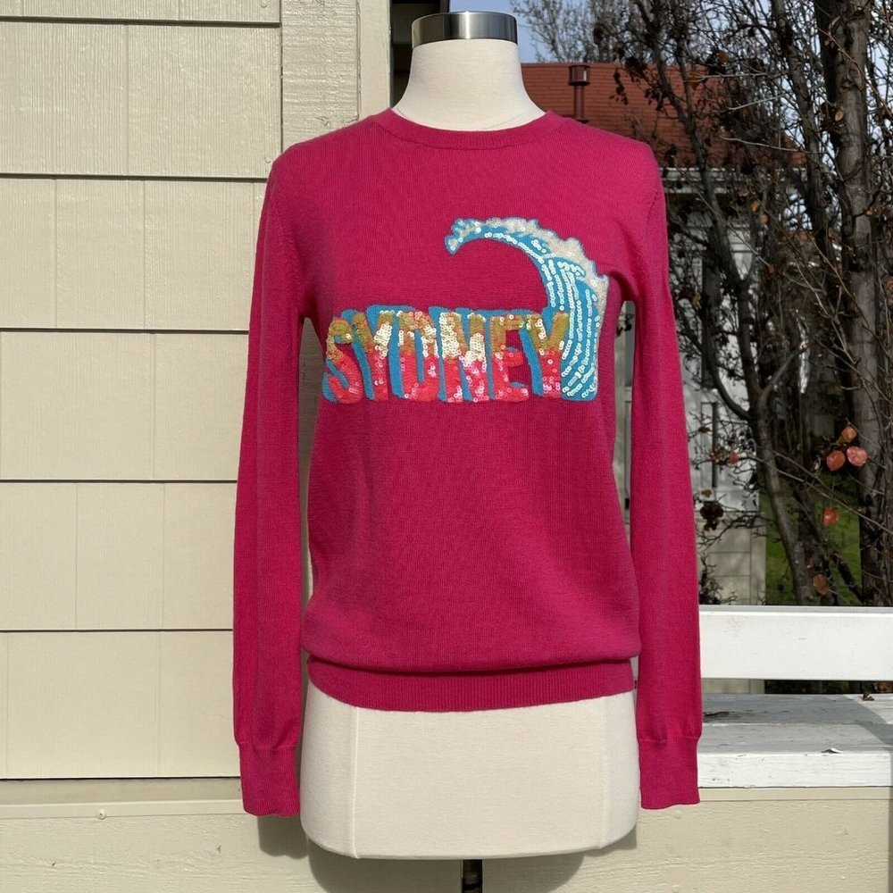 Markus Lupfer Sydney Sequined Merino Wool Sweater Barbie Pink